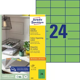   Etikett címke, 70 x37mm, univerzális, 24 címke/ív, 100 ív/doboz, Avery zöld