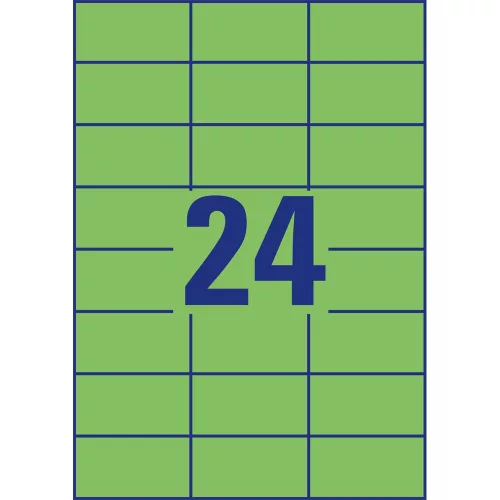 Etikett címke, 70 x37mm, univerzális, 24 címke/ív, 100 ív/doboz, Avery zöld