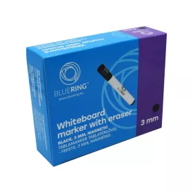   Táblamarker 3mm, mágneses, táblatörlővel multifunkciós Bluering® fekete