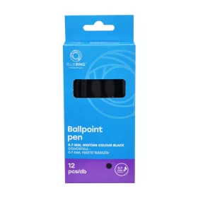   Golyóstoll 0,7mm, nyomógombos, gumírozott fogórész, fekete átlátszó test, Bluering® R2, írásszín fekete