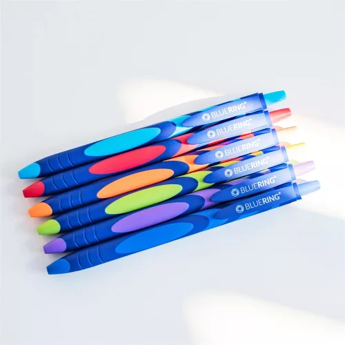 Golyóstoll nyomógombos gumírozott vegyes test, Bluering® F20, írásszín kék