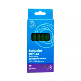   Golyóstoll 0,8mm, nyomógombos műanyag zöld test, Bluering® Z3, írásszín zöld