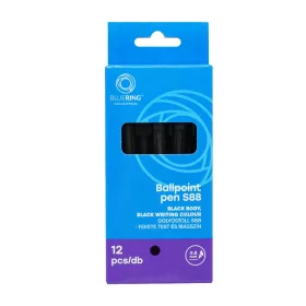   Golyóstoll 0,8mm, nyomógombos műanyag fekete test, S88, Bluering® írásszín fekete