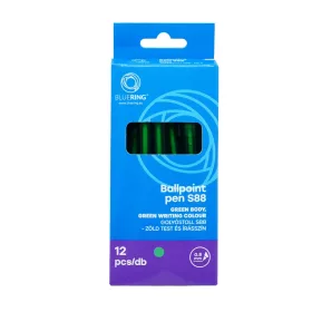   Golyóstoll 0,8mm, nyomógombos műanyag zöld test, S88, Bluering® írásszín zöld