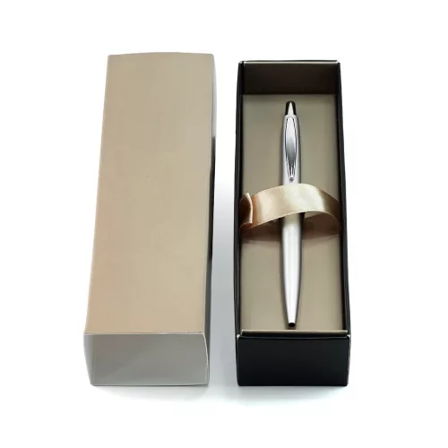 Golyóstoll 0,8mm, fém, rozsdamentes acél test, díszdobozban Bluering® Metal, írásszín kék