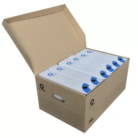   Archiváló konténer karton doboz fedeles 54x36x25cm, felfelé nyíló tetővel Bluering® barna