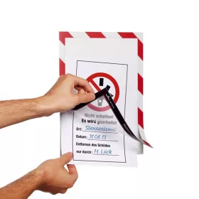   Infókeret A4, öntapadó mágneses záródás 2 db/csomag, Durable Duraframe® Security, piros/fehér