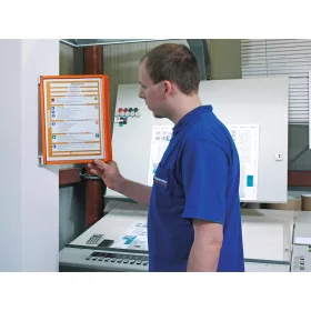   Bemutatótábla tartó, fali, 5 db táblával, Durable Vario® Wall 5, narancssárga