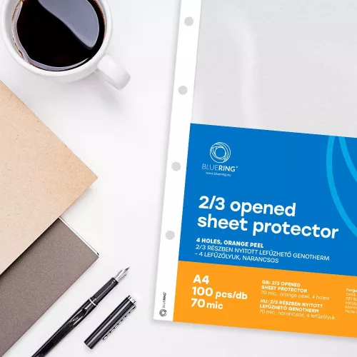 Genotherm lefűzhető, A4, 70 micron narancsos belül 2/3 részben nyitott Bluering® 100 db/csomag,
