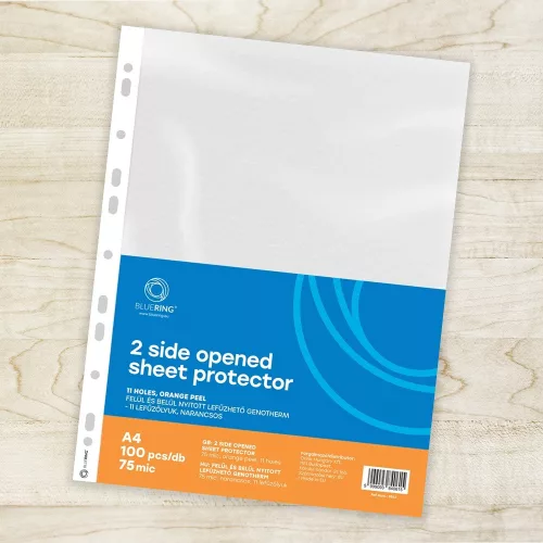 Genotherm lefűzhető, A4, 75 micron narancsos felül és belül nyitott Bluering® 100 db/csomag,