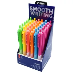   Golyóstoll nyomógombos 0,7mm Vinson Fashion C4 vegyes displ 36 db
