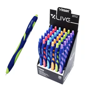  Golyóstoll nyomógombos gumírozott test Vinson Live F20 vegyes displ 36 db, írásszín kék