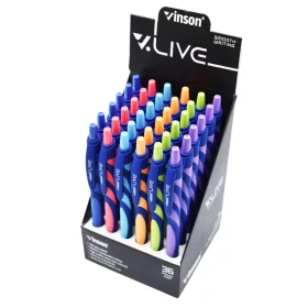   Golyóstoll nyomógombos gumírozott test Vinson Live F20 vegyes displ 36 db, írásszín kék