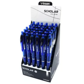   Golyóstoll nyomógombos Vinson V5 Scholar kék test gumírozott fogó 36 db-os displayben