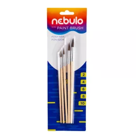 Ecset készlet natúr fa nyéllel 5 db/csomag, Nebulo