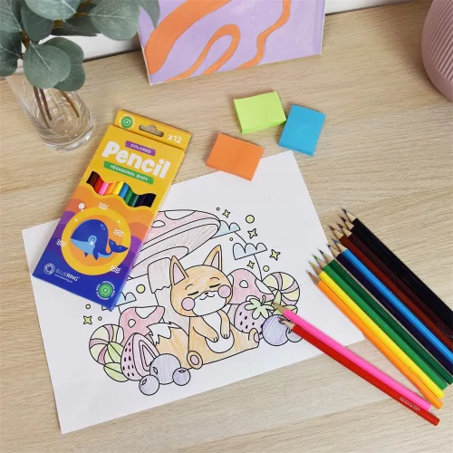 Színes ceruza készlet, hatszögletű Bluering® 12 klf. szín