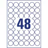 Etikett címke, O30mm, időjárásálló poliészter, 48 címke/ív, 20 ív/doboz, Avery fehér