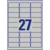 Etikett címke, 63,5 x29,6mm, ipari poliészter, 27 címke/ív, 20 ív/doboz, Avery ezüst