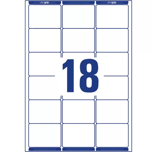 Etikett címke, 63,5 x46,6mm, 18 címke/ív, 100 ív/doboz, Avery fehér