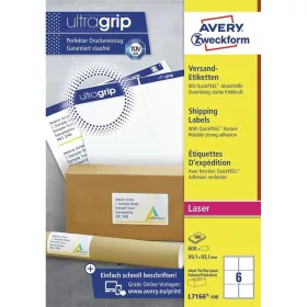   Etikett címke, 99,1 x93,1mm, nagyfedőképességű 6 címke/ív, 100 ív/doboz, Avery fehér