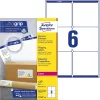 Etikett címke, 99,1 x93,1mm, nagyfedőképességű 6 címke/ív, 100 ív/doboz, Avery fehér
