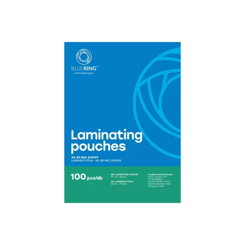 Lamináló fólia A5, 154x216mm, 80 micron 100 db/doboz, Bluering®