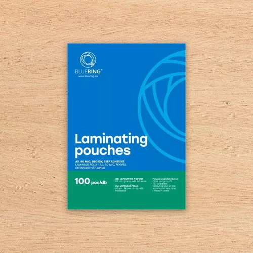 Lamináló fólia A5, 80 micron öntapadó hátlappal 100 db/doboz, Bluering®,
