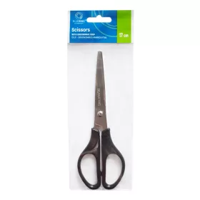 Olló 17cm, műanyag fekete nyél hegyes penge Bluering®