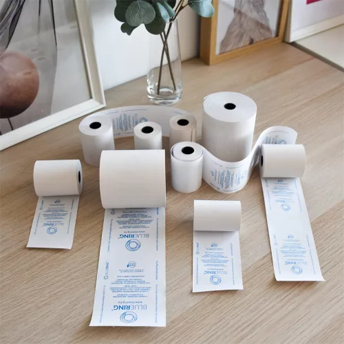 Hőpapír 57 mm széles, 9fm hosszú, cséve 12mm, 10 tekercs/csomag, ( 57/30 ) BPA mentes Bluering®