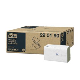   Kéztörlő 2 rétegű Z hajtogatású 250 lap/csomag 15 cs/karton toalettbe dobható Singlefold Tork_290190 fehér