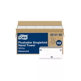   Kéztörlő 2 rétegű V hajtogatott 250 lap/csomag 22,5 x 23 cm 15 csomag/karton Advanced Flushable Tork_290190 fehér