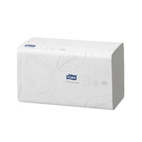   Kéztörlő 2 rétegű Z hajtogatású 250 lap/csomag 15 cs/karton toalettbe dobható Singlefold Tork_290190 fehér