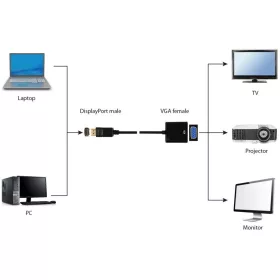 DisplayPort/VGA kábel 15 cm 