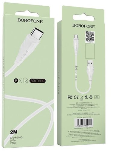 USB Type-C / USB-A 2.0 m kábel Borofone BX18 fehér