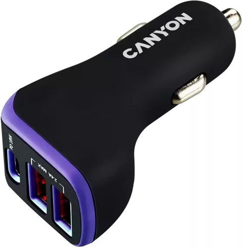 Autós töltő 3xUSB 2400mA Canyon C-08