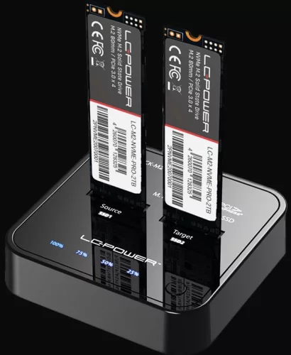 USB 3.2 M.2 NVMe dokkoló és klónozó állomás LC-Power LC-Dock-M2-NVMe