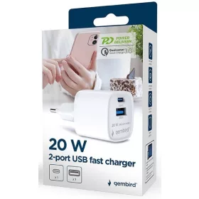 Mobiltelefon töltő 20W Gembird TA-UC-PDQC20-W-01