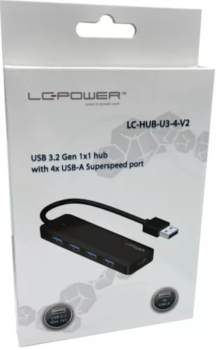 4 portos USB-C 3.2 Hub LC Power LC-HUB-U3-4-V2 