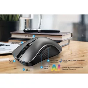 Genius Ergo 8100s AI vezeték nélküli egér Silver Grey