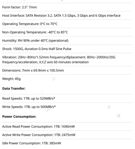 1 TB SATA SSD Verbatim Vi550 S3