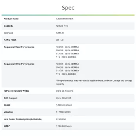 512 GB SATA SSD ApacerAS350 Panther