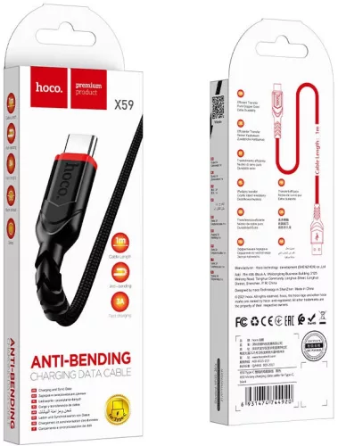 USB 2.0 Type-C töltőkábel 1m Hoco X59