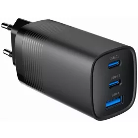   Telefon töltő 67W  1xUSB + 2xUSB-C Gembird GaN TA-UC-PDQC65-01-BK