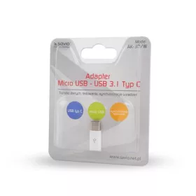 Savio AK-30/W átalakító micro USB - USB TYPE C fehér
