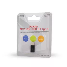 Savio AK-31/B átalakító micro USB - USB TYPE C fekete