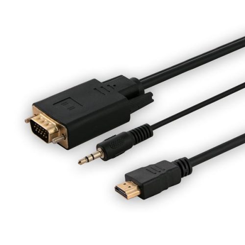 Savio CL-104 HDMI (apa)-VGA (apa) kábel 1.8 m + audió