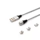 Savio CL-156 3in1 mágneses kábel Micro/Type-C/Lighting 2 m , ezüst