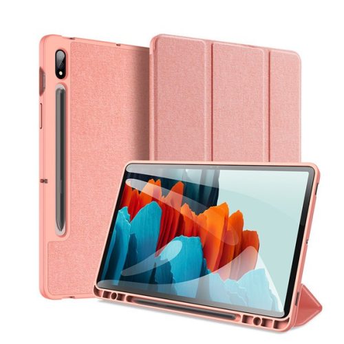 Samsung Galaxy Tab S7 Plus 12.4 / Tab S7 FE 12.4 / Tab S8 Plus 12.4, mappa tok, Trifold, érintőceruza tartó, Dux Ducis Domo, rózsaszín