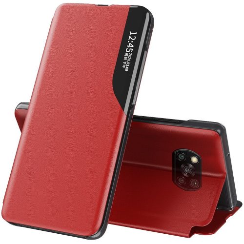 Samsung Galaxy A52 / A52 5G / A52s 5G SM-A525F / A526B / A528B, Oldalra nyíló tok, stand, hívás mutatóval, Wooze FashionBook, piros
