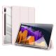 Samsung Galaxy Tab S7 11.0 / Tab S8 11.0, mappa tok, Trifold, légpárnás sarok, közepesen ütésálló, érintőceruza tartó, átlátszó hátlap, Dux Ducis Toby, rózsaszín